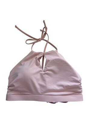 Athleta Womens Swimsuit Top Sz S Blush Pink Halter Keyhole Flirty Beachy Resort